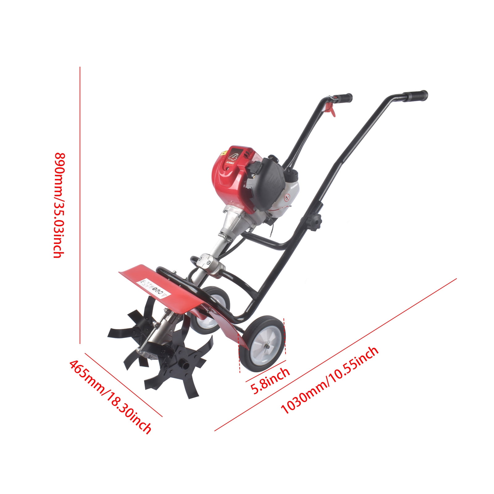 GELUOXI Tiller Cultivator Gas Powered, 31CC 4-Stroke Garden Cultivator, Tiller with 4 Steel Adjustable Front Tines for Lawn, Garden and Field Soil Cultivation