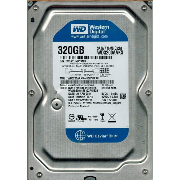 Western Digital WD3200AAKS-00WWPA0 DCM: HHNNHT2AHN 320GB