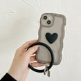 thumbnail image 3 of Heart Phone Case Compatible with iPhone 12 Case, Cute 3D Love Heart Phone Case, Curly Wave Shape Clear Heart Phone Cover with Round Bracelet for Women Girls, 3 of 12