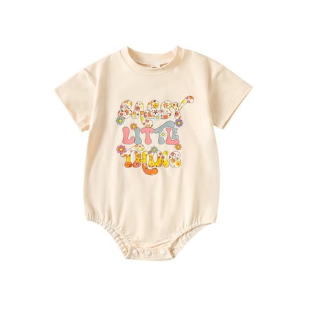 

Wassery Infant Baby Boys Jumpsuits Summer Clothes Letter Floral Print Short Sleeve Romper Crew Neck Bodysuits for Newborn 3M 6M 12M 18M