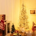 thumbnail image 2 of Gymax 6 FT Pre-lit Artificial Silver Tinsel Christmas Tree Slim Pencil Xmas Tree w/ 790 Branch Tips & 300 LED Lights, 2 of 10