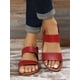 thumbnail image 3 of Casual Outdoors Comfy Sandals for Women, Twin Strap Plain Artificial Leather Open Toe Ankle Strap Sandals, 3 of 4