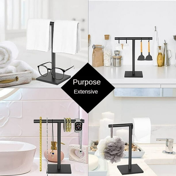 Towel Rack Holder for Bathroom Stainless Steel Free Standing Towel Rack Towel Bar for Bathroom Black