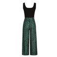 thumbnail image 3 of Usmixi Jumpsuits for Women Loose Wide Leg Vintage Empire Waist Long Tank Jumpsuits Overall with Belt Summer Formal Leopard Print Square Neck Sleeveless Maxi Rompers Green m, 3 of 5