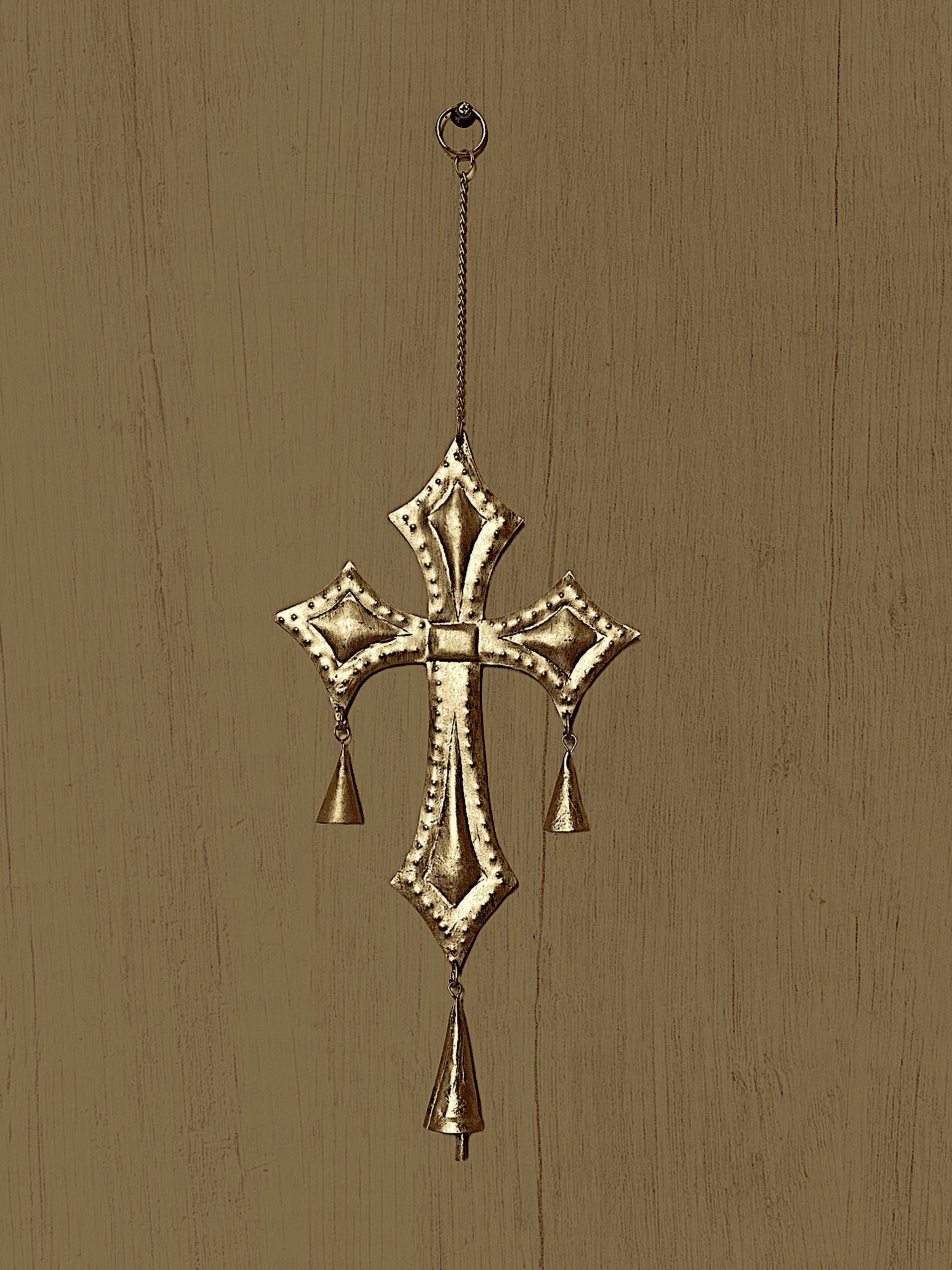 Metrotex Designs 62052 Santa Clara Cross Wind Chime, Burnished Gold