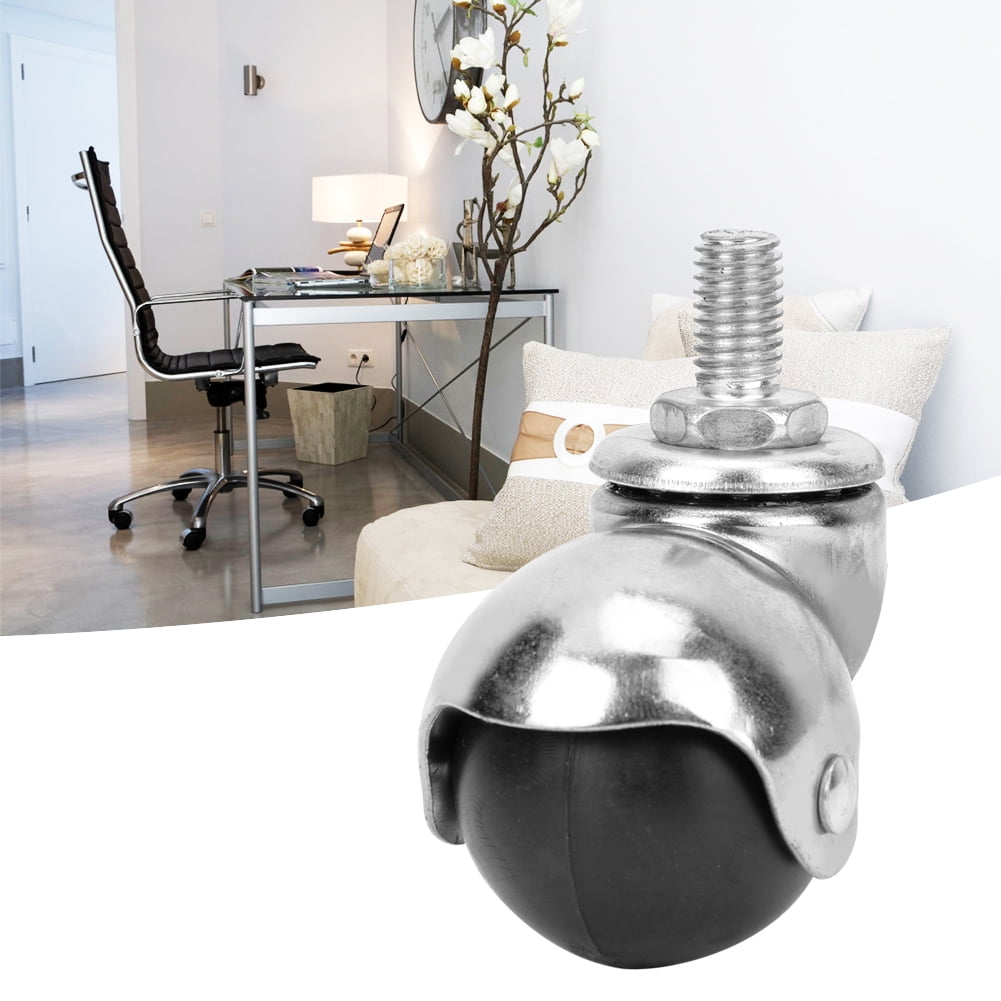 LAZIOEGR 4PCS Universal Ball Caster 1.5 Inch Light M10 Screw Rod Anti Corrosion Furniture Wheel Swivel Casters For Home Office Chairs Tables Carts 44.1 Lbs Capacity Silver