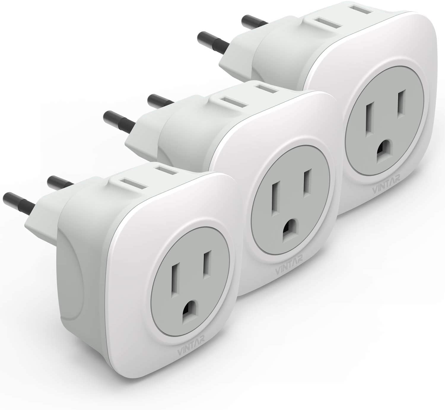VINTAR 3 Pack European Plug Adapter Travel Adapter For Europe US To 
