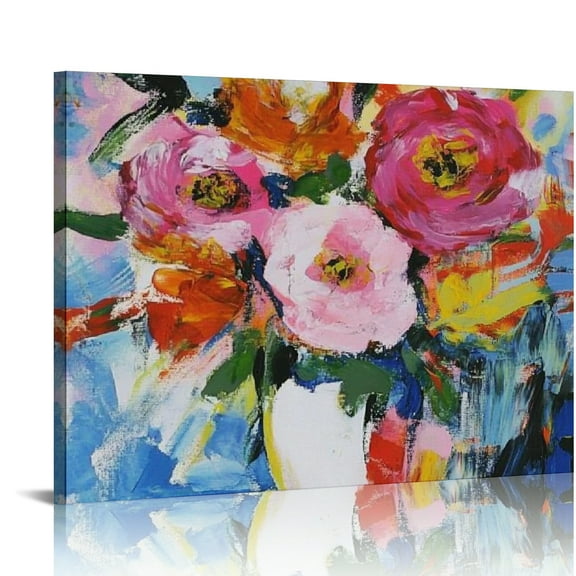 ZFLMY Flowers Vase Abstract Canvas Wall Art Decor for Home Living Room Bedroom Kitchen Office Hotel Salon, Ready To Hang Room Home Art Decor 16x12in