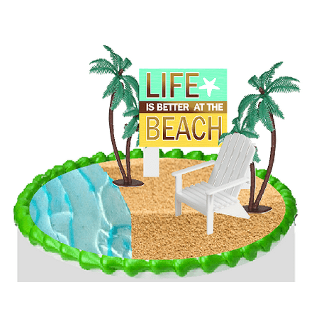 Life is Better on the Beach Chair and Palm Tree Cake Decoration Topper