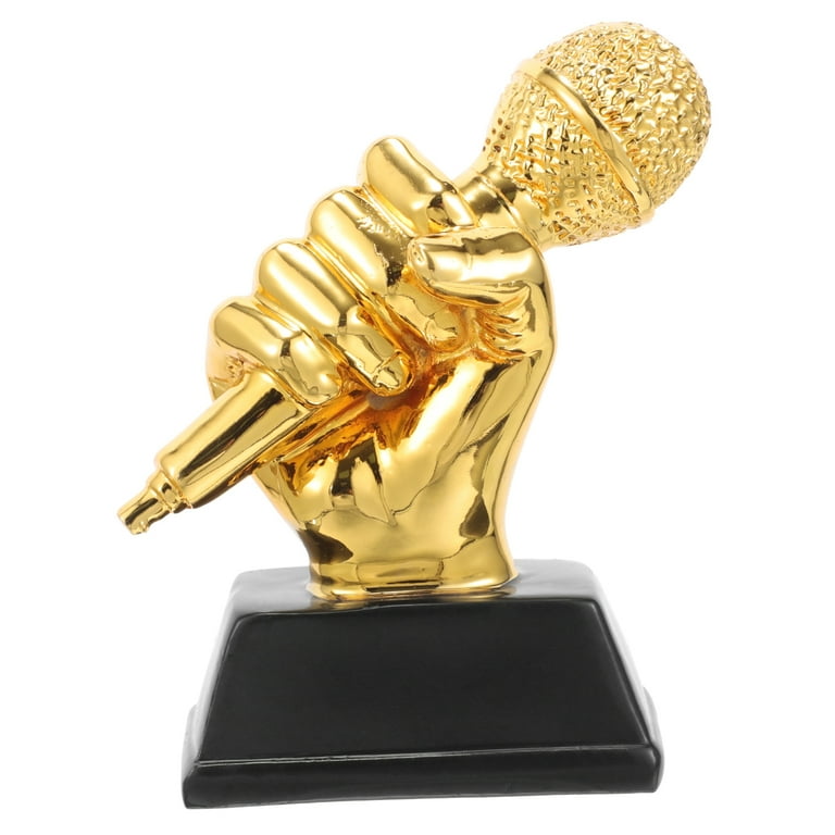 Crown Awards Golden Microphone Trophy – 14.25 Inches, For Singing Or Music Events