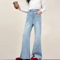 thumbnail image 2 of JUMEYU Jeans for Teens High Waist Girls Flared Jeans Fit Bell Bottoms Casual Elastic Waist Denim Pants Size 12-13 (Light Blue,12-13 Years), 2 of 9