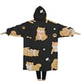 thumbnail image 2 of Oversized Wearable Blanket Hoodie,Shiba Inu Sherpa Blanket Hoodie with Super Pockets,Super Warm Fuzzy Pullover for Women & Men, 2 of 6