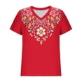 thumbnail image 5 of Sexlip Womens Swimsuit Set Vibrant Floral Embroidery Cover Up Design V Neck Short Sleeve Relaxed Silhouette Sun Protection Fabric for Beach Wear Red L, 5 of 5