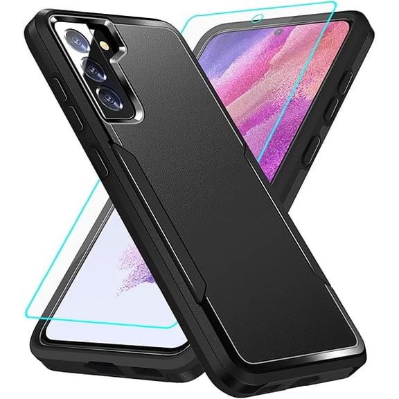 can for Galaxy S21 FE 5G case with Screen Protection: Heavy Duty Protective Shockproof and Scratch Proof Cell Phone case for Samsung Galaxy S21 FE 5G-Black