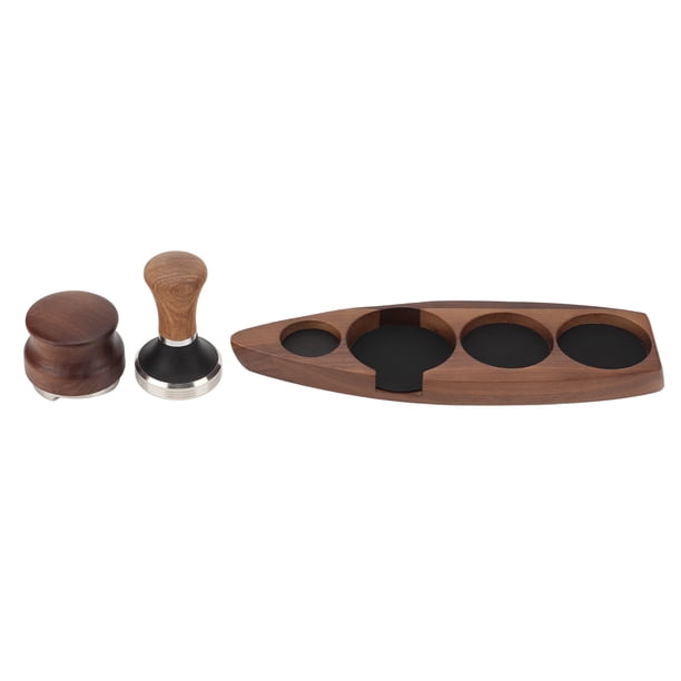 3 uds soporte de manipulación de café madera de nogal caucho acero inoxidable estante distribuidor en forma de barco accesorios de café para base de 51/53mm 51mm Tamper 51mm Distributor
