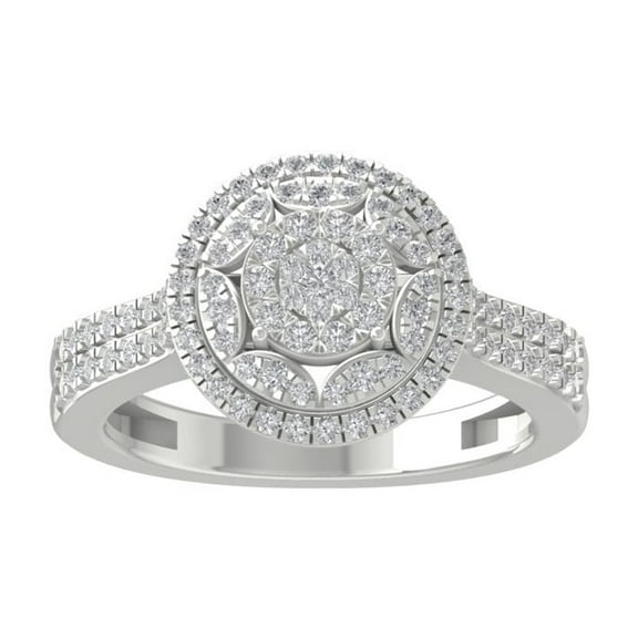 ARAIYA FINE JEWELRY 14K White Gold Diamond Cluster Ring (5/8 cttw, I-J Color, I2-I3 Clarity) Size 5.5