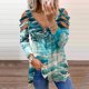 thumbnail image 2 of Blusa de manga larga de verano para mujer con cuello y cremallera de leopardo ahuecado Fridja hj474, 2 of 6