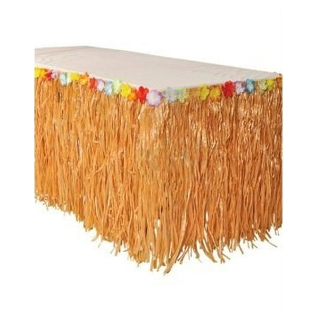 Silk White Hibiscus Flowers Hawaiian Luau Hibiscus Natural Color String & Colorful Silk Faux Flowers Table Hula Grass Skirt (1 Pack) by Super Z Outlet ()