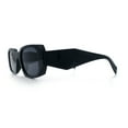 thumbnail image 6 of Womens Mod Rectangle Geo Bevel Cut Plastic Fashion Sunglasses All Black, 6 of 8