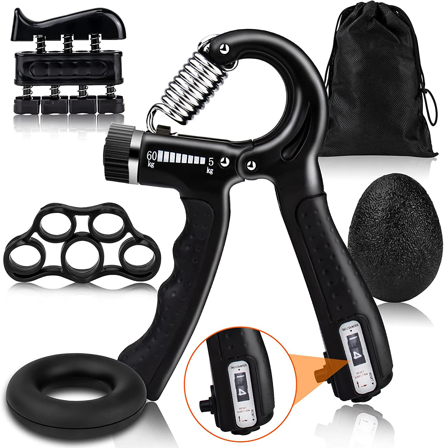 6 Pack Grip Strength Trainer Kit, Hand Grip Strengthener Forearm