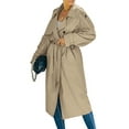 thumbnail image 2 of Women Long Sleeve Trench Coat Double Breasted Turndown Collar Long Coats Classic Autumn Spring Jacket Windproof Outwear, 2 of 9