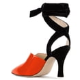 thumbnail image 4 of YDN Women Sexy Lace Up Mid Heels Sandals Pointed Closed Toe V Cut D'Orsay Ankle Strap Pumps Slingback Party Dress Shoes Size 11 Orange, 4 of 4