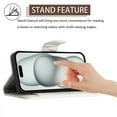 thumbnail image 3 of for iPhone 15 Wallet Case, Elegant Card Holder Cash Slot PU Leather Kickstand Wrist Strap Wallet Shockproof Protective Flip Women Girls Case Cover for iPhone 15, White, 3 of 7