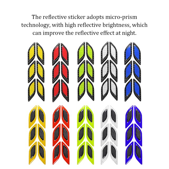 6 Pieces Car Shell Reflective Sticker Anti-skid Anti-collision Night Carbon Fiber Stickers Automobile Anti-collision Decoration Safety Decal Yellow