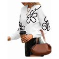 thumbnail image 3 of Women'S Off Shoulder Cable Knit Sweaters in Fall Pullover Cute Flower Crew Neck Long Sleeve Trendy Sweater White XL, 3 of 9