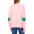 thumbnail image 2 of CeCe womens  Heart Elbow Patch Crew Pullover, m, Pink, 2 of 4