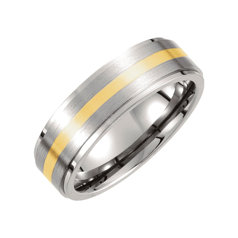 Jewels By Lux Titanium Sterling Silver Inlay Flat 8mm Brushed Band