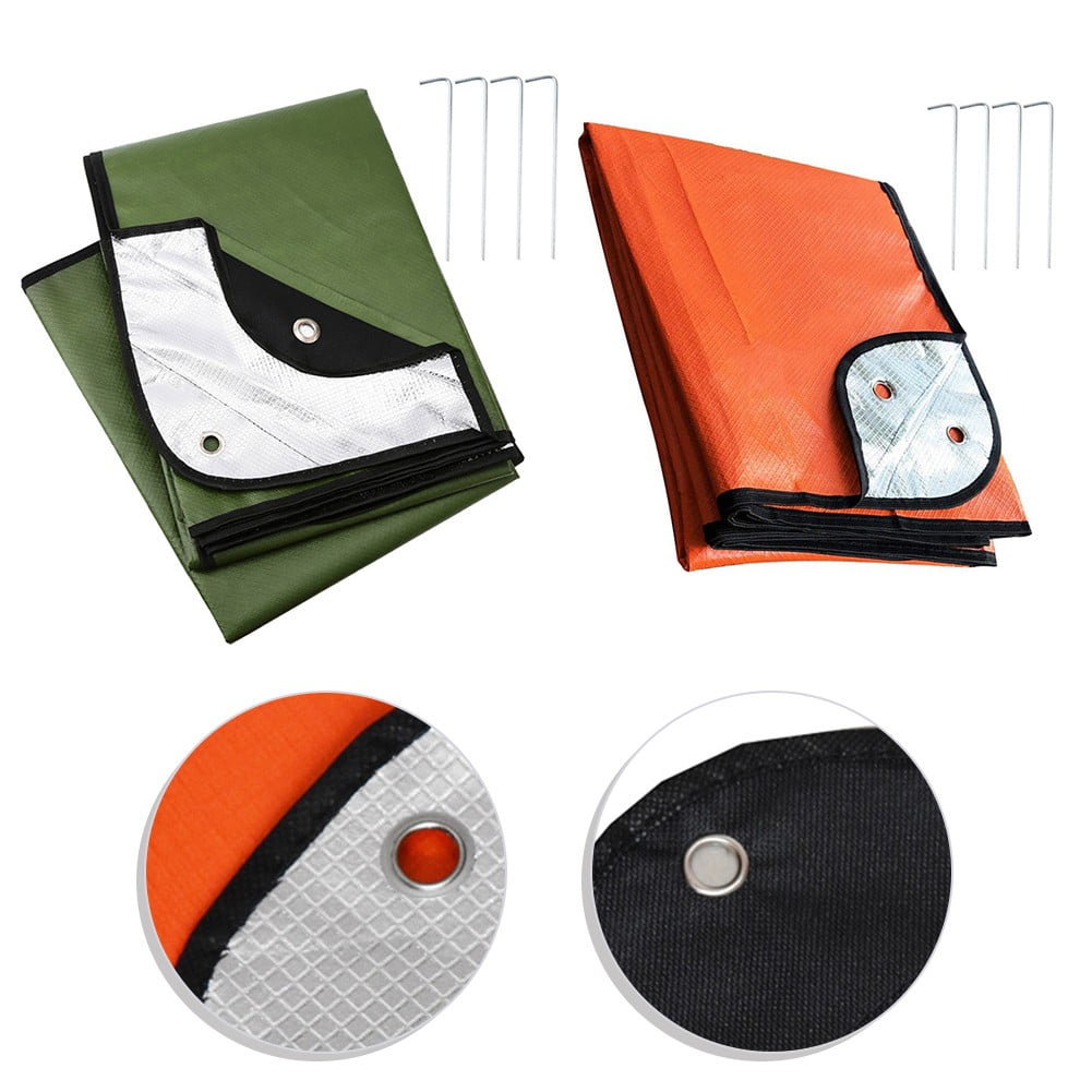 Outdoor Camping Survival Blanket Insulated Thermal Reflective Tarp 82.7X59.1Inch Orange