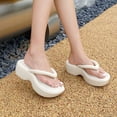 thumbnail image 6 of Slippers for Women,Platform Flip Flop With Arch Support Casual Comfortable Wedge Flip Flops Summer Beach Sandals Thong Slippers,Womens Slippers,Beige,7, 6 of 8