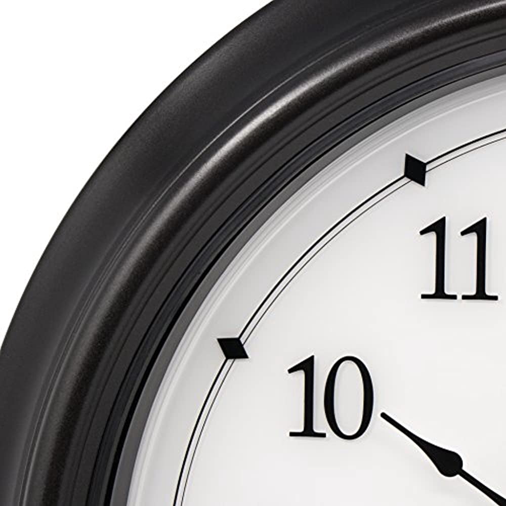 AcuRite 24-Inch, Illuminated LED Thermometer Clock with Temperature and Humidity for Outdoor or Indoor Use, Black (75133M)