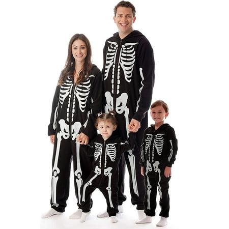 

Gwiyeopda Family Matching Halloween Onesie Pajamas Funny Skeleton Printed Hooded Zipper PJs Loungewear for CouplesMen/Women/Kids