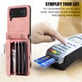 thumbnail image 3 of Jiahe Cover for Samsung Galaxy Z Flip 3, Wallet Case Crossbaody, with RFID Blocking Shockproof Zipper Purse with Card Slots Holder Adjustable Detachable Shoulder Strap Lanyard Case Cover, rosegold, 3 of 7