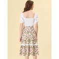 thumbnail image 3 of Falda Midi Allegra K De Verano Con Cintura Elástica Y Cordón Con Inserción De Encaje Floral Bohemio Blanco S, 3 of 4