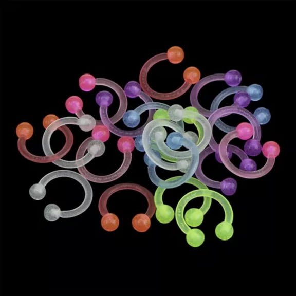 HOOUN Set Acrylic Luminous Bar Lip Nose Septum Ear Ring Stud Body Piercing Jewelry-yy-20PCS/Set