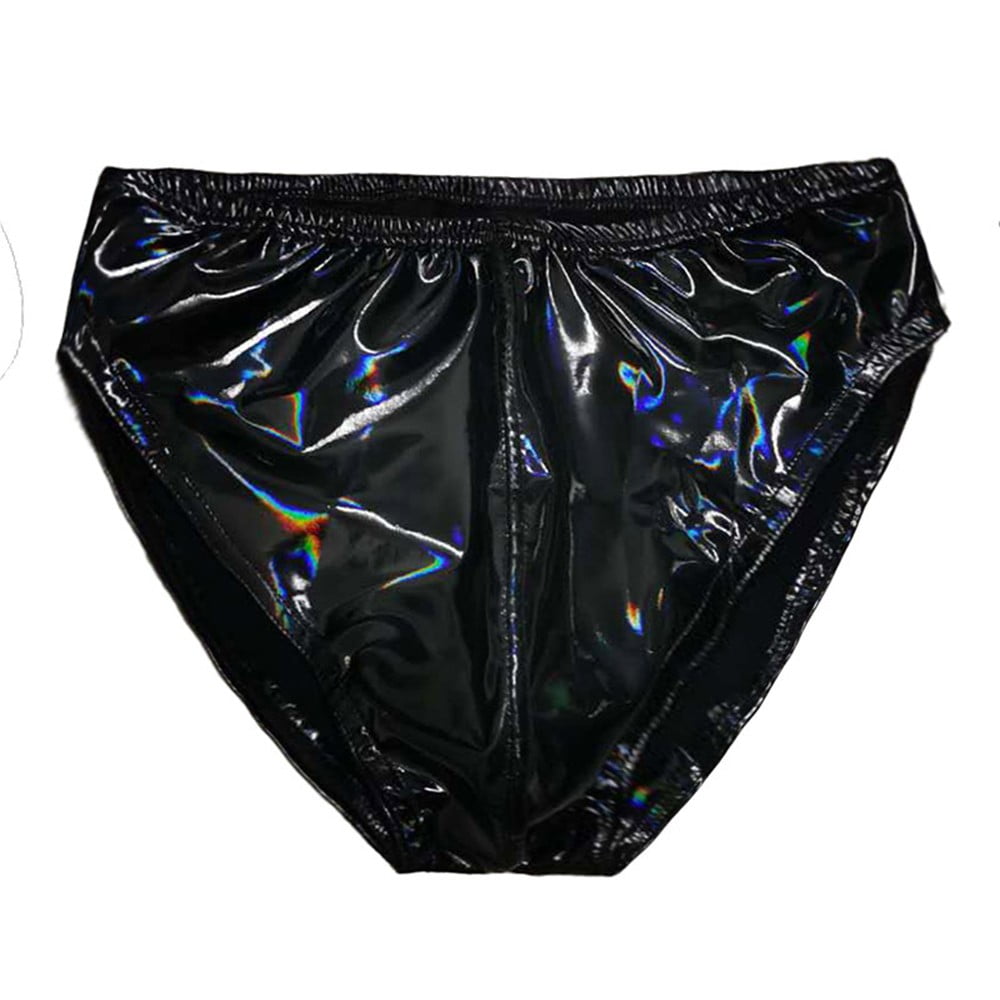 ALSLIAO Men Shiny Latex Briefs Glossy Thong Panty Low Waist Cosy Wet ...