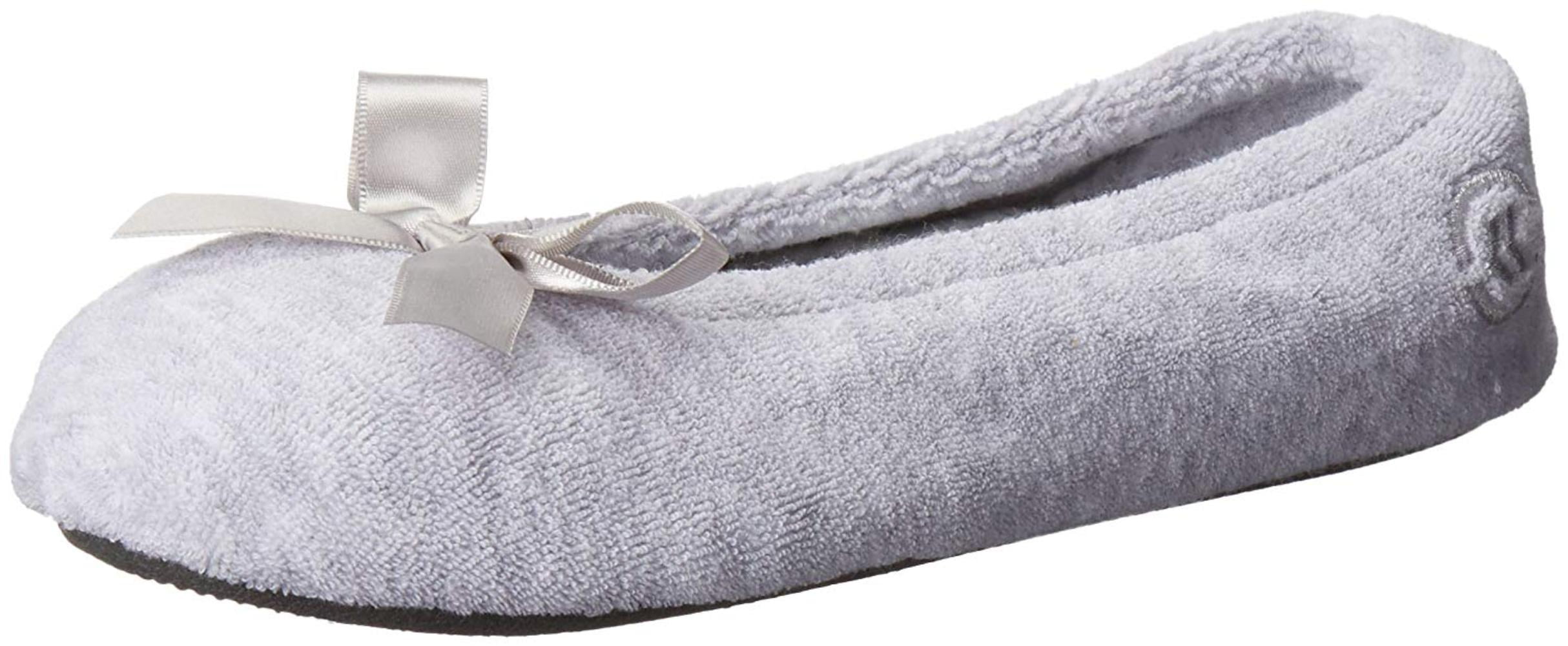 isotoner signature terry ballet flat slippers with satin bow