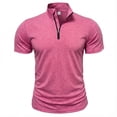 thumbnail image 7 of Dresfit Polo Pullover Mens Zipper Stand Collar Quarter Zip Shirt Summer 2026 Short Sleeve Cotton Relaxed Fit Business Tops Big and Tall Loose Tennis T Shirts Pink 3XL, 7 of 7