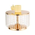 thumbnail image 1 of Soporte dorado para tartas de boda de 12 pulgadas con colgantes de cristal brillante, soporte tipo candelabro de metal para tartas de magdalenas y postres, plato expositor redondo con espejo para mesa, 1 of 7