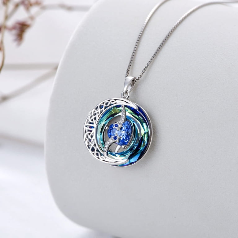 Birthstone & Compass Necklace For Women - 925 Sterling Silver With 18k Gold Plated Pendant, Gift For Mom, Wife, Girlfriend