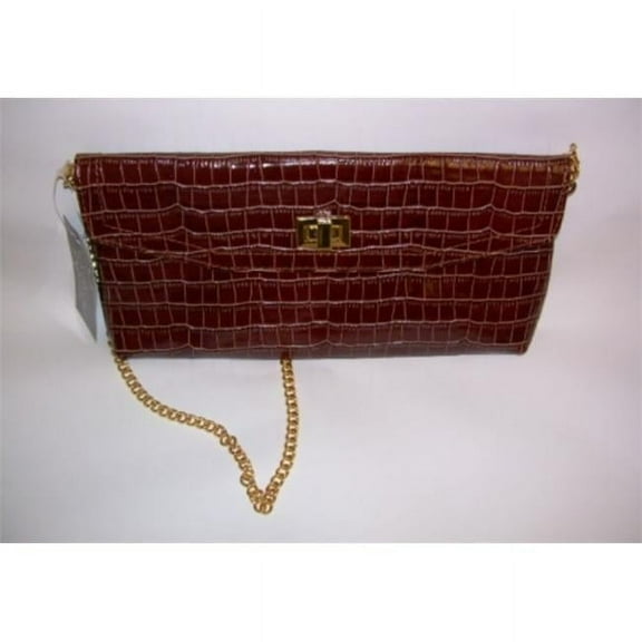 Kimberly Embossed Croc Leather Clutch