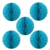 Wrapables® 6" Set of 5 Tissue Honeycomb Ball Party Decorations for Weddings, Birthday Parties, Baby Showers, and Nursery Décor, Aqua
