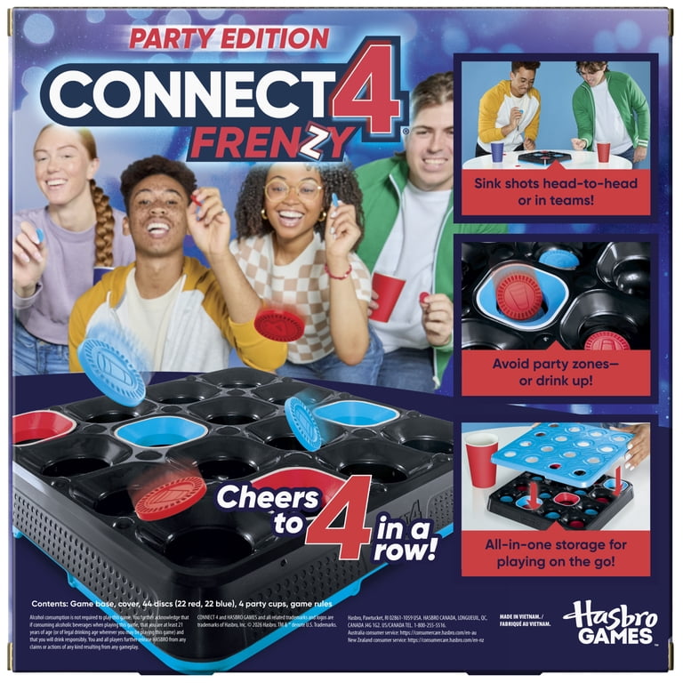 Connect 4 Frenzy Party Edition Game for Adults, Bounce Discs and