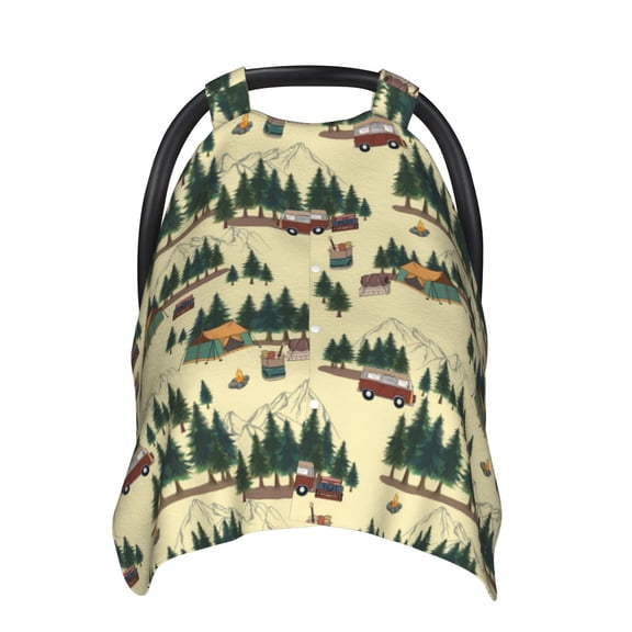 Car Seat Cover Baby - Camping Caravan 1 Breathable Infant Car Seat Cover for Baby Carseat, Lightweight Comfort Baby Essentials Must Haves Newborn Stuff for Girl Boy