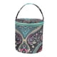 thumbnail image 1 of Bolsa de lana para tejer a crochet, con estampado floral y cierre de cremallera. Verde, 1 of 9