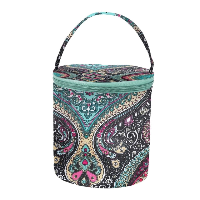 Bolsa de Almacenamiento para Lanas, Organizador de Almacenamiento para Lanas, Bolso de Barril Portátil, Contenedor, Bolsa de Mano para Tejer, Accesori Verde