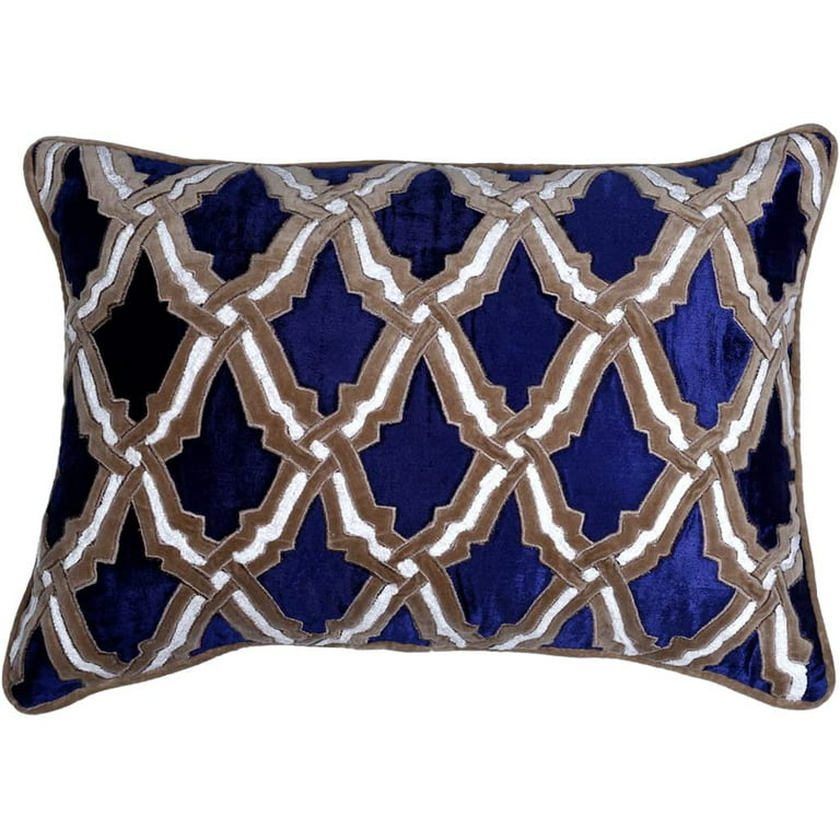 Decozen Blue Brown Throw Pillow Covers Embroidered 14 inchx20 inch, Set of 4, Size: 14 x 20